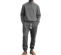 RIZUNTO Ensemble Survetement Homme Jogging Col Montant Sweatshirts et Sport Pantalon Combinaison de Sport pour Gym,(Ensembles) Gris Clair,M