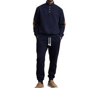 RIZUNTO Ensemble Survetement Homme Jogging Col Montant Sweatshirts et Sport Pantalon Combinaison de Sport pour Gym,(Ensembles) Bleu Marine,2XL