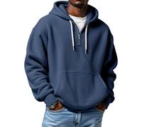 RIZUNTO Homme Couleur Unie Sweat a Capuche Zippé Hoodie Pull Manches Longues Sweatshirt Vêtements de Poche,Bleu Marine,XL
