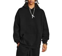 RIZUNTO Hommes Jeunes Femmes Couleur Unie Sweat à Capuche Sweat Oversize à Capuche Pull-Over Top Ample Coton pour,Noir,XL
