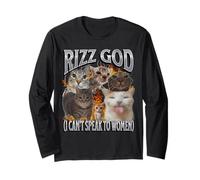 Rizz God Je ne Peux Pas Parler aux Femmes Funny Cat Meme Bootleg Manche Longue