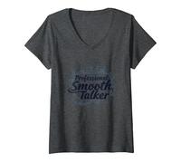 Rizzler Professional Smooth Talker Cadeau Amusant T-Shirt avec Col en V, Femme, Chiné Foncé, M