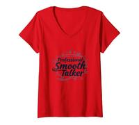 Rizzler Professional Smooth Talker Cadeau Amusant T-Shirt avec Col en V, Femme, Rouge, M