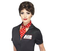 Rizzo Graisse Perruque Marron Court Bouclé 50's Adulte Femmes Déguisement Neuf