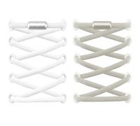 RJ-Sport 2 paires de lacets élastiques avec fermeture rapide - Système de laçage rapide pour un confort unique et un maintien solide - Avec capsules métalliques sans nouage, Blanc + gris., L