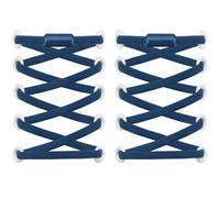 RJ-Sport 2 paires de lacets élastiques avec fermeture rapide - Système de laçage rapide pour un confort unique et un maintien solide - Avec capsules métalliques sans nouage, Bleu marine, L