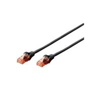 RJ45 Câble réseau, câble patch CAT 6 U/UTP 0.50 m noir torsadé par paire