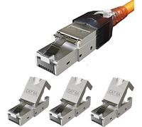 RJ45 Connector Toolless Cat 6a Male Plug Network 10Gbps Shielded Crimp Plug with LSA Connection for Cat 7 Cat6a Cat6 Ethernet Cable 8 Pole Plug4 Pieces