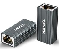 RJ45 Ethernet Coupler 10Gbps, RJ45 Female to Female Connector, LAN Extension Connector Adapter Grey Pack of 2 Compatible with Network Cables, Cat8/Cat7/Cat6/Cat5e Ethernet Cable