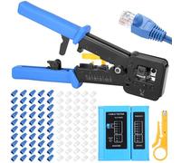 rj45 ethernet crimping kit, cat5 cat5e cat6 crimping kit with 50pcs cat6 connectors, 50 covers, stripper