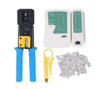 RJ45 Kit d'outils de sertisge Pasge lourd professionnel à travers Cat6 Cat5e Tools Tools Ensemble avec 50 connecteurs RJ45 Network Cable Tester Tester Fire Stripper for Ethernet