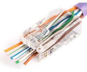 RJ45 Modular plug (8P8C) pass-through, CAT 6, unshielded, AWG 26-24, 100 pieces