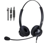 RJ9 Phone Headset for Call Center Office Land Line with Microphone and Noise Cancelling for Avaya Polycom Nortel Aastra Mitel Gigaset Alcatel Toshiba Fanville Phones