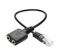 RJ9 to Dual 3.5mm Phone Audio Cable 8""/20cm RJ9 Male to Dual 3.5mm Female Jack for PC Phone Headphone