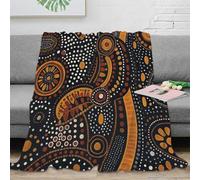 RJAVAGFZL 3D Imprimé Abstrait Dots Art Plaid de Salon Microfibre Moelleux Indigenous Motif Couverture Polaire Cadeau Emménagement pour Foyers 50x60inch(127x152cm)