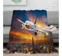 RJAVAGFZL 3D Imprimé Airplane Flight Couverture Polaire Microfibre Chaud Modern Travel scène Jeté de Lit Légère Infroissable pour Propriétaires Locataires Adultes 60x80inch(150x200cm)