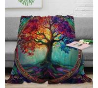 RJAVAGFZL 3D Imprimé Colorful Tree Couverture de Lit Microfibre Antistatique Stained Glass Art Jeté de Canapé Lavable en Machine pour Jeunes Locataires Voyageurs 60x80inch(150x200cm)