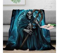 RJAVAGFZL 3D Imprimé Death Reaper Couverture Microfibre Literie Douce Chaude Gothic Horror Art Plaid Confortable Respirant Toutes Saisons pour Adultes Enfants Familles 60x80inch(150x200cm)