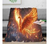 RJAVAGFZL 3D Imprimé Fire Bird Couverture Microfibre Lavable en Machine Fantastique Mythique Plaid Chaud Antistatique Toutes Saisons pour Propriétaires Familles Adultes 80×90inch(200x230cm)