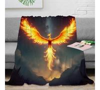 RJAVAGFZL 3D Imprimé Fire Bird Plaid Microfibre Antistatique Fantastique Phoenix Couverture de Lit Cadeau Noël pour Amis Famille 80×90inch(200x230cm)