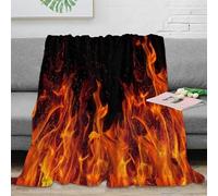 RJAVAGFZL 3D Imprimé Fire Flames Jeté de Canapé Microfibre Literie Dynamic Burning Effect Couverture Légère pour Étudiants Gammers Jeunes 70×80inch(180x200cm)