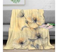 RJAVAGFZL 3D Imprimé Floral Art Couverture de Lit Microfibre Toutes Saisons Vintage Botanical Illustration Plaid de Voyage Compact pour Étudiants Campeurs Jeunes 50x60inch(127x152cm)