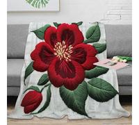 RJAVAGFZL 3D Imprimé Floral Embroidery Couverture Polaire Microfibre Literie Vintage Botanical Jeté de Lit Antistatique Toutes Saisons pour Foyers Jeunes Invités 40x50inch(100x130cm)