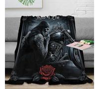 RJAVAGFZL 3D Imprimé Grim Reaper Plaid de Voyage Microfibre Literie Dark Gothic Art Couverture Moelleuse Inaltérable Infroissable pour Adultes Jeunes Couples 40x50inch(100x130cm)