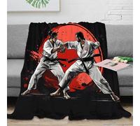 RJAVAGFZL 3D Imprimé Karate Fighters Plaid Microfibre Antistatique Martial Arts Action Couverture de Lit Cadeau Noël pour Amis Famille 60x80inch(150x200cm)
