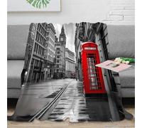 RJAVAGFZL 3D Imprimé London Street scène Jeté de Lit Microfibre Chaud Urban Architecture Plaid de Salon Légère pour Jeunes Salariés Colocataires 40x50inch(100x130cm)