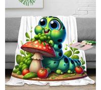 RJAVAGFZL 3D Imprimé Mignon Caterpillar Couverture de Lit Microfibre Chaude Dessin animé Jardin Character Jeté de Canapé Doux pour Étudiants Colocataires Locataires 40x50inch(100x130cm)