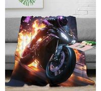RJAVAGFZL 3D Imprimé Motorcycle Racer Jeté de Canapé Microfibre Doux Action Sport Couverture de Voyage Compact Lavable en Machine pour Voyageurs Campeurs Familles 50x60inch(127x152cm)