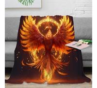 RJAVAGFZL 3D Imprimé Mythique Bird Couverture Polaire Microfibre Literie Fantastique Fire Phoenix Couverture Anti-Bouloche Cadeau Anniversaire pour Amoureux 40x50inch(100x130cm)