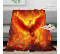 RJAVAGFZL 3D Imprimé Mythique Fire Bird Jeté de Lit Microfibre Chaud Fantastique Phoenix Art Couverture Lavable en Machine Cadeau pour Amis Collègues 60x80inch(150x200cm)