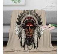 RJAVAGFZL 3D Imprimé NativeChief Couverture Moelleuse Microfibre Literie IndigenousArtStyle Couverture de Lit Cadeau Mariage pour Jeunes Mariés 80×90inch(200x230cm)