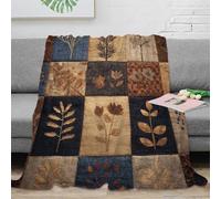 RJAVAGFZL 3D Imprimé Nature Embroidery Jeté de Canapé Microfibre Literie Botanical Patchwork Couverture Cadeau Anniversaire pour Collègues 80×90inch(200x230cm)