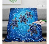 RJAVAGFZL 3D Imprimé Sea Turtles Couverture Moelleuse Microfibre Literie Indigenous Dot Art Couverture Lavable en Machine pour Étudiants Jeunes Adultes 70×80inch(180x200cm)
