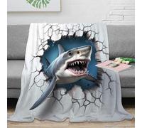 RJAVAGFZL 3D Imprimé Shark Breaking Wall Plaid de Voyage Microfibre Literie D Illusion Art Jeté de Salon Antistatique pour Jeunes Gammers Colocataires 40x50inch(100x130cm)