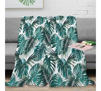 RJAVAGFZL 3D Imprimé Tropical Leaves Couverture Moelleuse Microfibre Modern Foliage Motif Jeté de Canapé Légère pour Étudiants Locataires Jeunes Adultes 70×80inch(180x200cm)