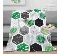 RJAVAGFZL 3D Imprimé Tropical Leaves Plaid Microfibre Chaud Literie Modern Motif Couverture de Lit Anti-Bouloche Antistatique pour Propriétaires Locataires Adultes 50x60inch(127x152cm)