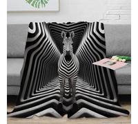 RJAVAGFZL 3D Imprimé Zebra in Tunnel Couverture Moelleuse Microfibre Optical Illusion Art Jeté de Canapé Anti-Bouloche Antistatique pour Foyers Familles Invités 40x50inch(100x130cm)