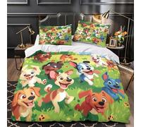 RJAVAGFZL de Mignons Chiens Qui courent Impression 3D 3 pièces Housse de Courtepointe Housse de Couette Microfibre hypoallergénique Anti-acariens pour bébés Filles Femmes Single（140x200cm）