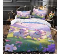 RJAVAGFZL De Mignons Moutons Qui courent Impression 3D 3 pièces Housse de lit Housse de Courtepointe Microfibre hypoallergénique Anti-acariens pour bébés Adolescents Femmes King（220x240cm）