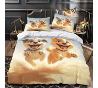 RJAVAGFZL des Chiots Joyeux Qui courent Impression 3D 3 pièces Housse de lit Housse de Courtepointe Microfibre hypoallergénique Respirant pour Enfants Femmes Adultes Double（200x200cm）