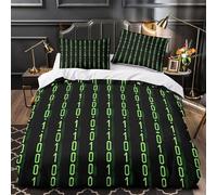 RJAVAGFZL Flux de Code numérique Impression 3D 3 pièces Housse de lit Style visuel cybernétique Housse de Courtepointe Microfibre Doux Anti-acariens pour bébés Hommes Adultes Double（200x200cm）