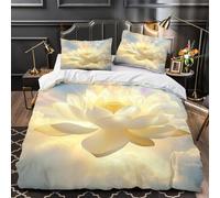 RJAVAGFZL Lotus sacré Impression 3D 3 pièces Housse de Couette Style d'éveil Spirituel Housse de lit Microfibre Respirant Fermeture éclair pour Adolescents Hommes Femmes Single（140x200cm）