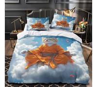 RJAVAGFZL méditation Zen avec Un Chat Impression 3D 3 pièces Housse de Couette Housse de Courtepointe Microfibre Doux Fermeture éclair pour bébés Enfants Hommes Single (135x200cm)