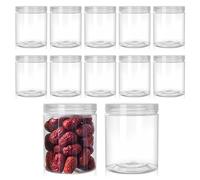 Rjayaa Lot de 12 petites boîtes de conservation rondes en plastique avec couvercle - 210 ml