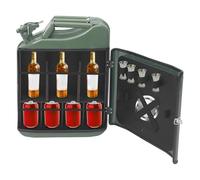 RjcdOPL Bidon en Métal 20 L, Mini-Bar Portable en Forme de Jerrican | Caisse à Vin Verrouillable, Porte-Bouteilles à Compartiments, Cadeau pour Homme, Camping et Pique-Nique