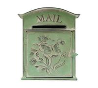 RjcdOPL Boîte aux Lettres Murale Vintage, Boîte Lettres Décorative Rétro en Métal, Style Classique et Rustique, Grande Capacité 27 × 10,5 × 31,2 cm, pour Maison, Jardin, Portail, Vert